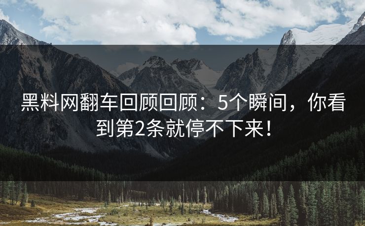 黑料网翻车回顾回顾：5个瞬间，你看到第2条就停不下来！