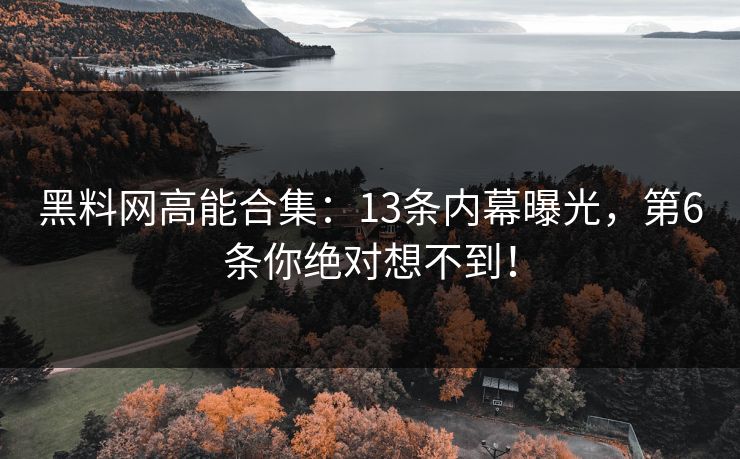 黑料网高能合集：13条内幕曝光，第6条你绝对想不到！