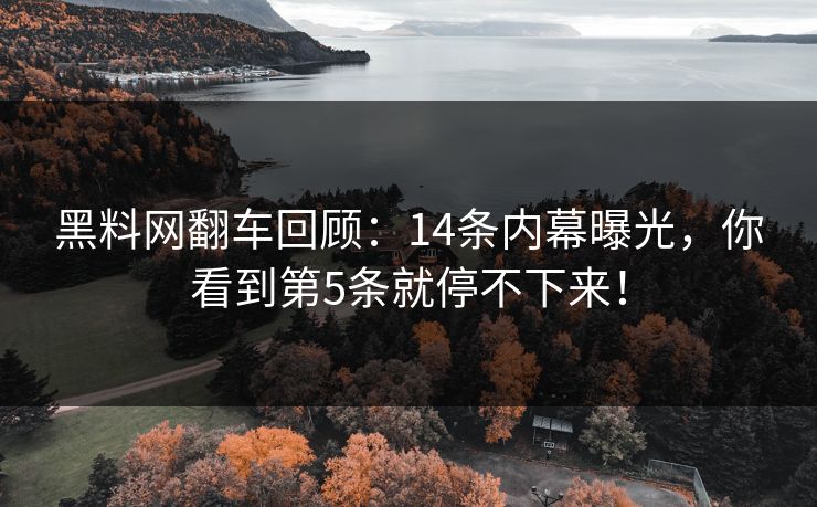 黑料网翻车回顾：14条内幕曝光，你看到第5条就停不下来！
