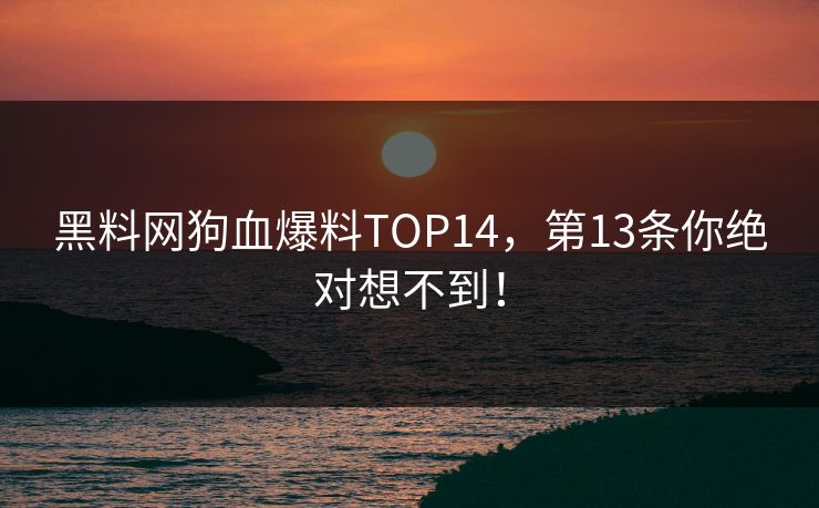 黑料网狗血爆料TOP14，第13条你绝对想不到！