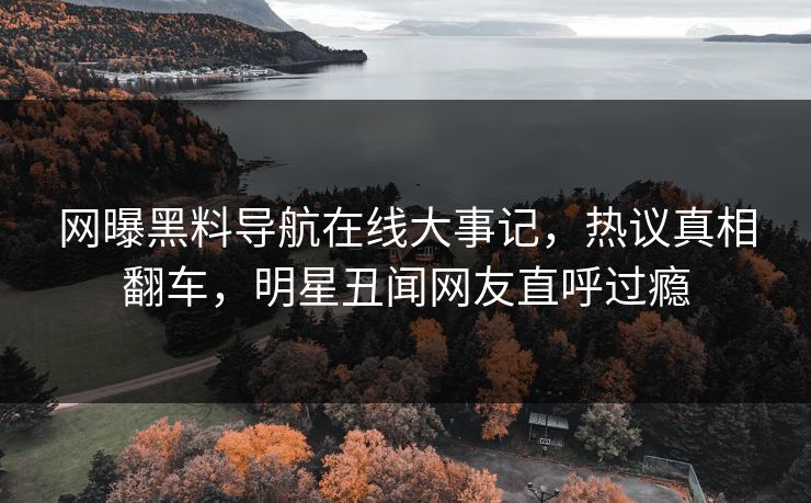 网曝黑料导航在线大事记，热议真相翻车，明星丑闻网友直呼过瘾