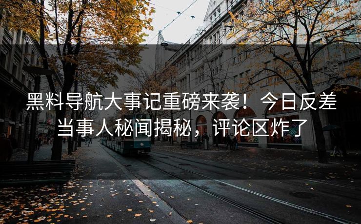 黑料导航大事记重磅来袭！今日反差当事人秘闻揭秘，评论区炸了