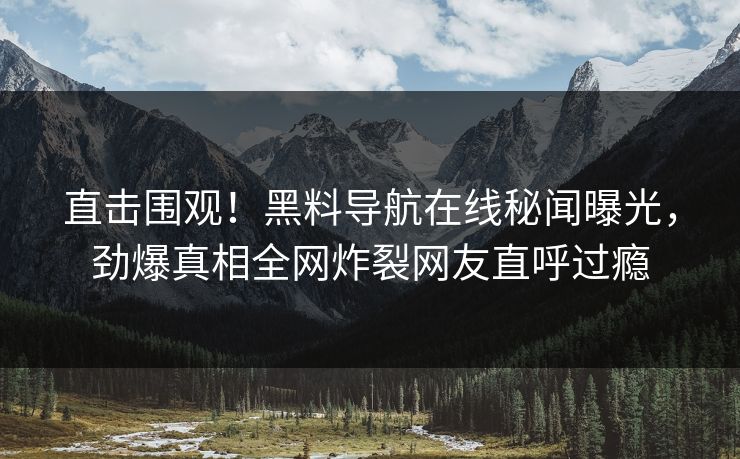 直击围观！黑料导航在线秘闻曝光，劲爆真相全网炸裂网友直呼过瘾