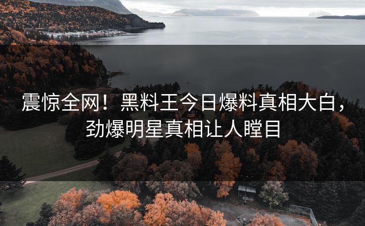震惊全网！黑料王今日爆料真相大白，劲爆明星真相让人瞠目