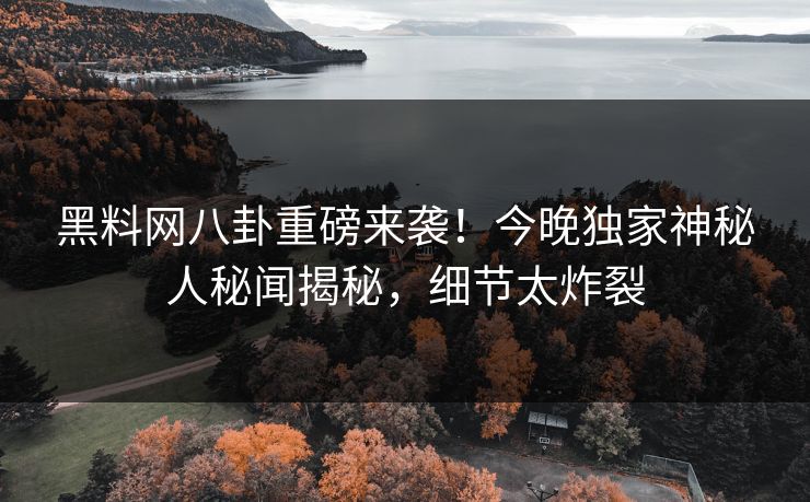 黑料网八卦重磅来袭！今晚独家神秘人秘闻揭秘，细节太炸裂