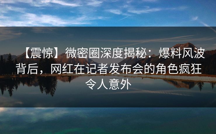 【震惊】微密圈深度揭秘：爆料风波背后，网红在记者发布会的角色疯狂令人意外