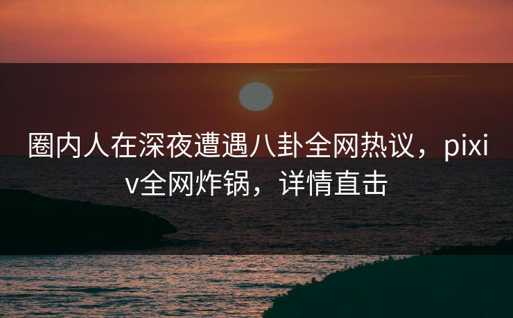 圈内人在深夜遭遇八卦全网热议，pixiv全网炸锅，详情直击