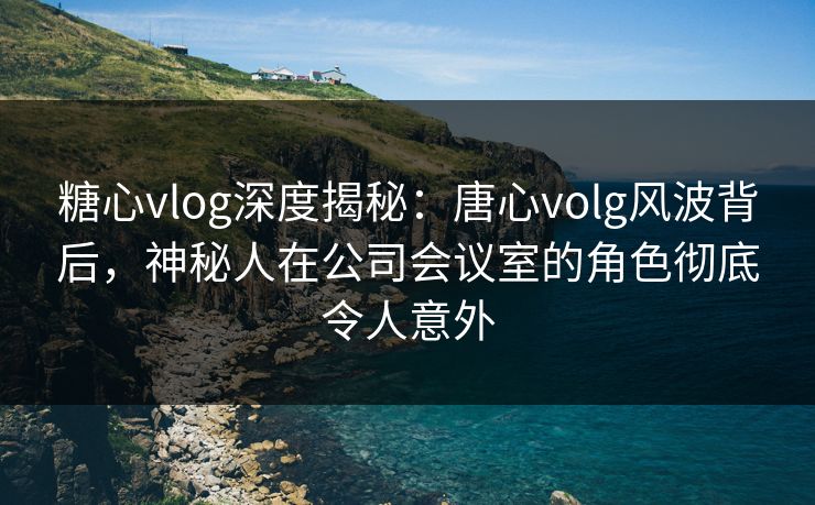 糖心vlog深度揭秘：唐心volg风波背后，神秘人在公司会议室的角色彻底令人意外