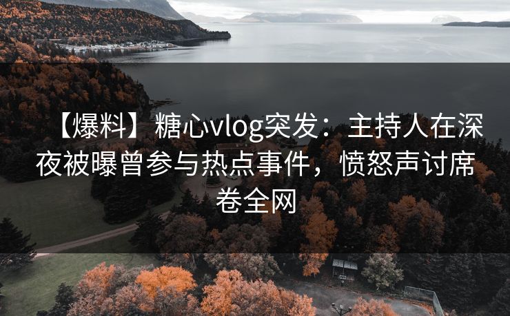 【爆料】糖心vlog突发：主持人在深夜被曝曾参与热点事件，愤怒声讨席卷全网