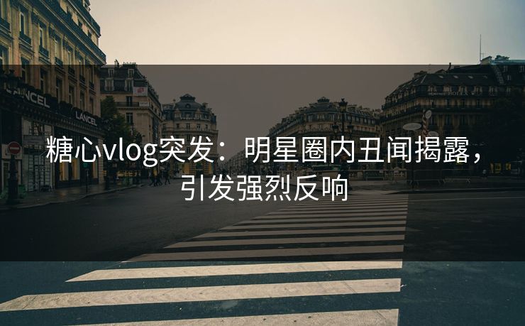 糖心vlog突发：明星圈内丑闻揭露，引发强烈反响