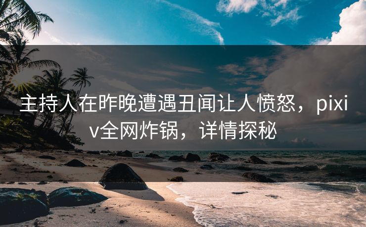 主持人在昨晚遭遇丑闻让人愤怒，pixiv全网炸锅，详情探秘