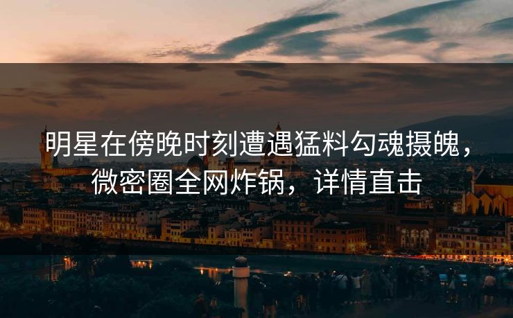 明星在傍晚时刻遭遇猛料勾魂摄魄，微密圈全网炸锅，详情直击
