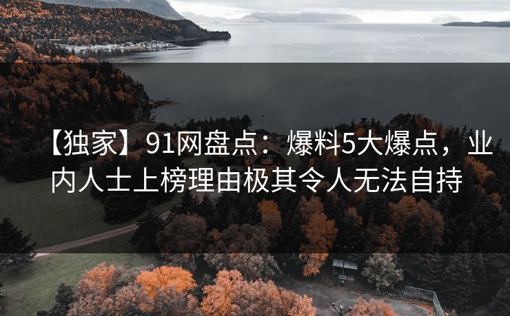 【独家】91网盘点：爆料5大爆点，业内人士上榜理由极其令人无法自持