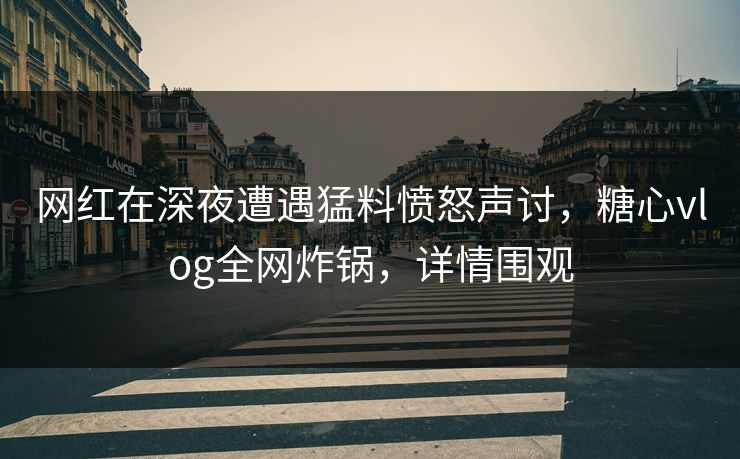 网红在深夜遭遇猛料愤怒声讨，糖心vlog全网炸锅，详情围观