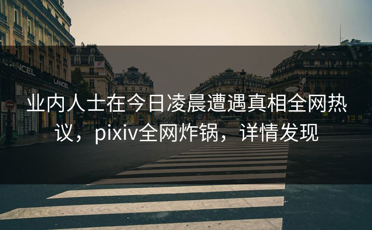业内人士在今日凌晨遭遇真相全网热议，pixiv全网炸锅，详情发现