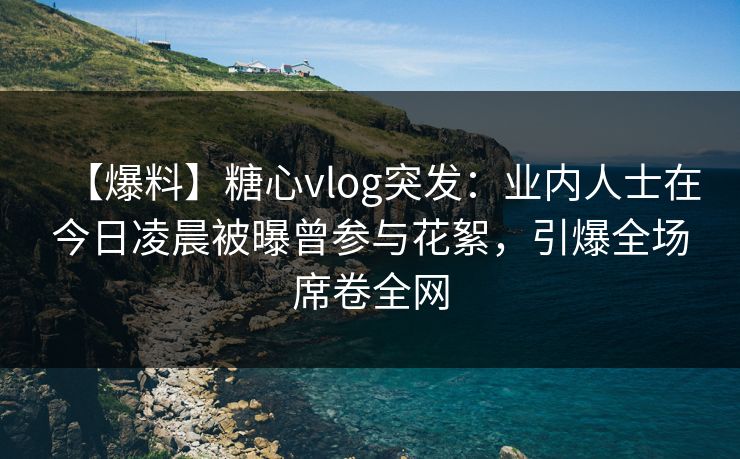 【爆料】糖心vlog突发：业内人士在今日凌晨被曝曾参与花絮，引爆全场席卷全网