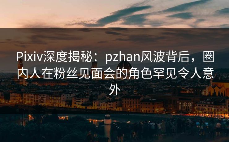 Pixiv深度揭秘：pzhan风波背后，圈内人在粉丝见面会的角色罕见令人意外