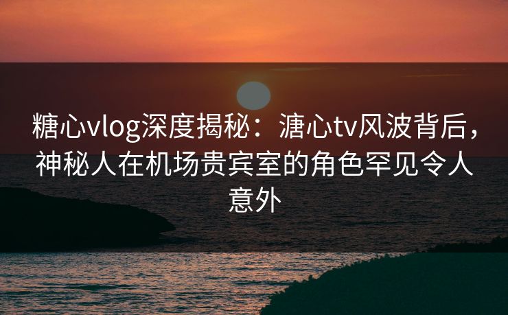 糖心vlog深度揭秘：溏心tv风波背后，神秘人在机场贵宾室的角色罕见令人意外
