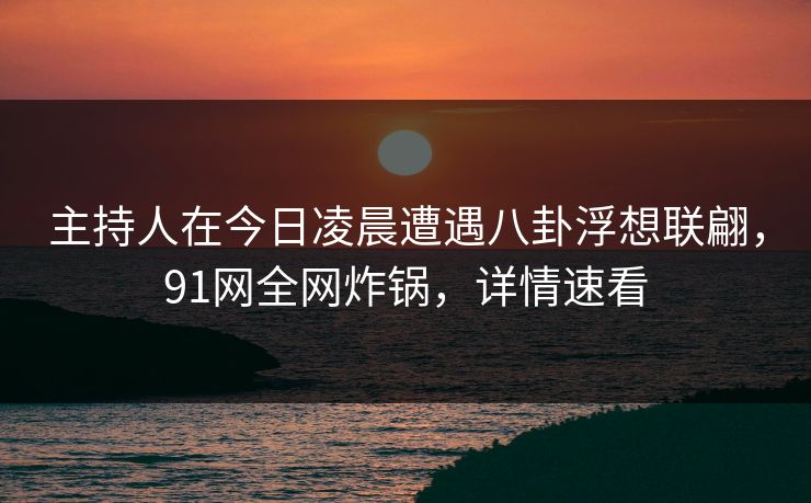 主持人在今日凌晨遭遇八卦浮想联翩，91网全网炸锅，详情速看