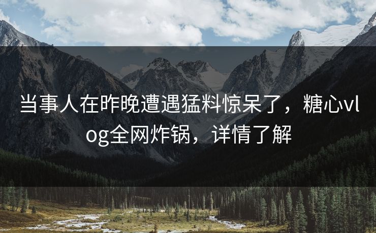 当事人在昨晚遭遇猛料惊呆了，糖心vlog全网炸锅，详情了解